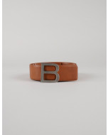 B-logo belt, tan/silver