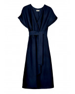 Dulce linen wrap dress, XS-XL, horizon blue