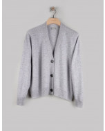 Mona cashmere cardigan, S-L, soft mel. grey